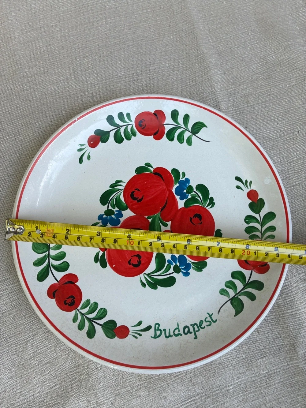 VTG Hungarian Hand-Painted Ceramic Souvenir Plate – Budapest / Kalocsa Style.